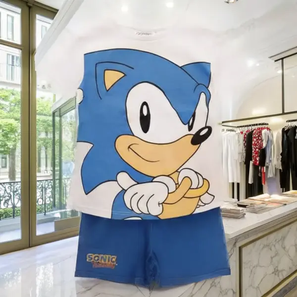 Boys Sonic the Hedgehog White Cotton Pajama Set