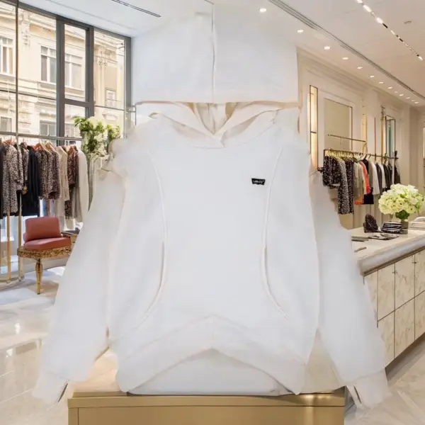 Girls' White Logo Hoodie