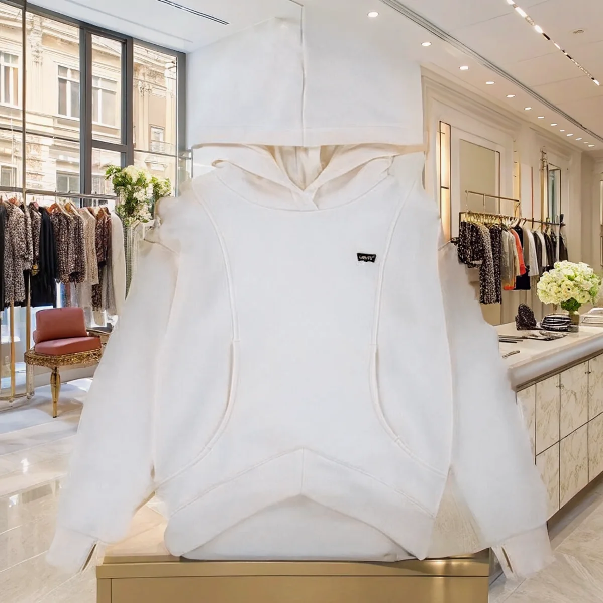 Girls' White Logo Hoodie