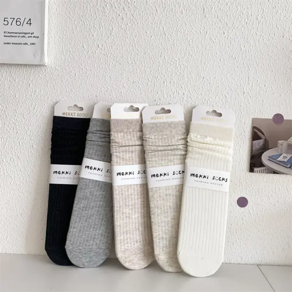 Ribbed Cotton Mid-Calf Socks