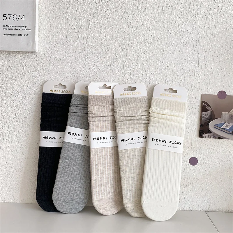 Ribbed Cotton Mid-Calf Socks